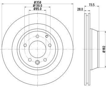 Диск тормозной задний 8DD355129721 HELLA