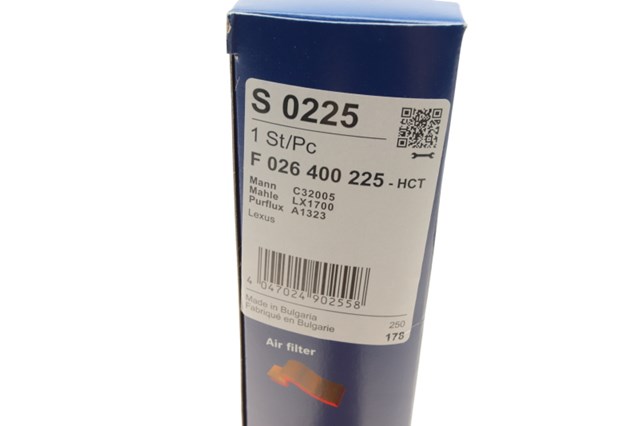 Автомобильный фильтр воздуха F026400225 BOSCH