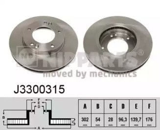 Передний тормозной диск J3300315 NIPPARTS