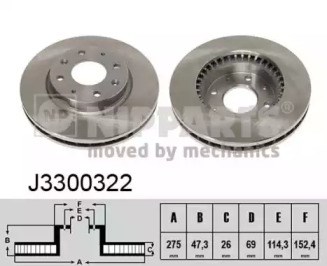Передний тормозной диск J3300322 NIPPARTS