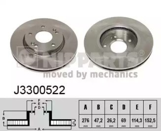 Передний тормозной диск J3300522 NIPPARTS