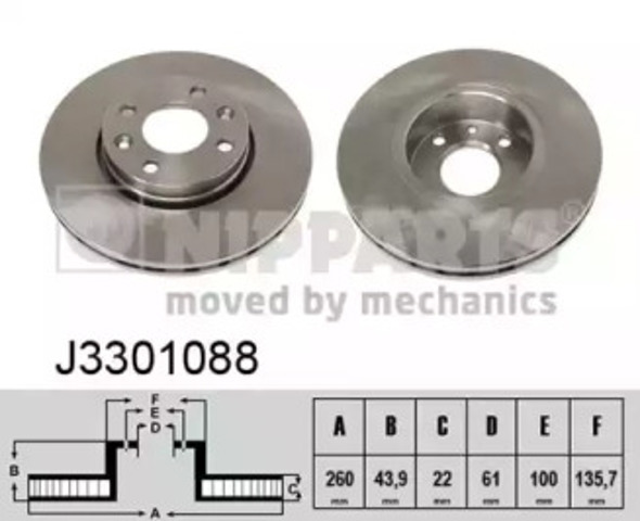 Передний тормозной диск J3301088 NIPPARTS