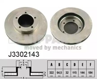 J3302143 NIPPARTS Диск тормозной передний купить в Черкассы