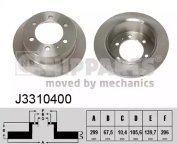 Задний тормозной диск J3310400 NIPPARTS