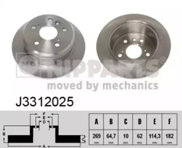 Дисковый тормоз J3312025 NIPPARTS