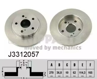 Диск тормозной задний J3312057 NIPPARTS