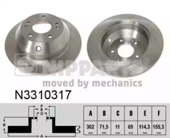 N3310317 NIPPARTS Диск тормозной задний купить в Житомир