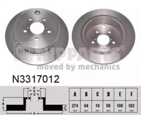 Задний дисковый тормоз N3317012 NIPPARTS