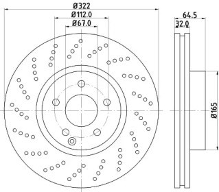 Гальмівний диск передній вентильований з перфорацією mb e w212 4matic PRD2551