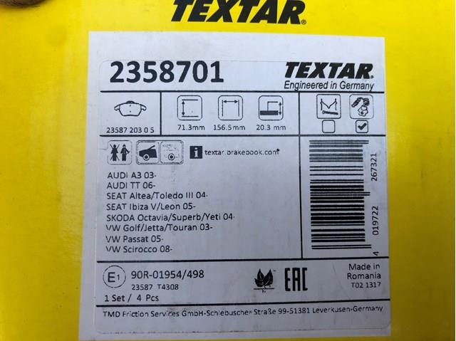 TEXTAR 2358701 Передние тормозные колодки в наличии Полтава