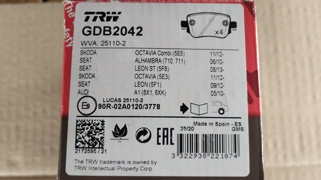 GDB2042 Колодки тормозные задние дисковые купить Ирпень
