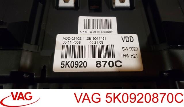 VAG 5K0920870C Приборная доска (щиток приборов) в наличии Сумы