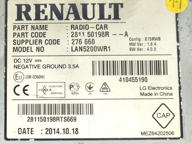 Радиоприемник 281150198R RENAULT
