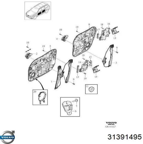 Механизм подъема стекол 31391495 VOLVO
