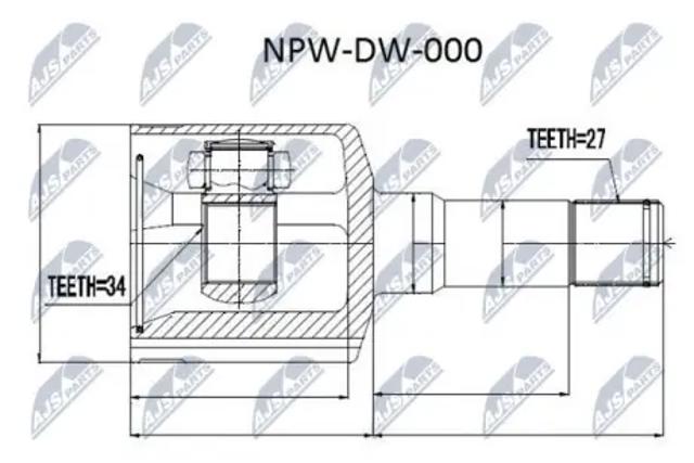 Шарнир угловых скоростей передний левый NPWDW000 NTY