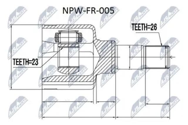 Шарнир угловых скоростей передний левый NPWFR005 NTY