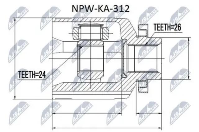 Шарнир угловых скоростей передний правый NPWKA312 NTY