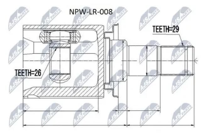 Шарнир угловых скоростей передний правый NPWLR008 NTY