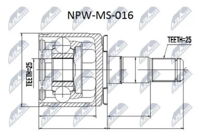 ШРУС внутренний передний левый NPWMS016 NTY
