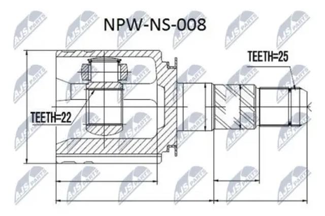 Шарнир угловых скоростей передний правый NPWNS008 NTY