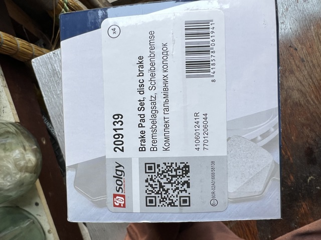 SOLGY 209139 Передние тормозные колодки в наличии Винница