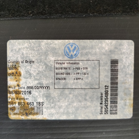 VAG 5618634631BS Облицовка багажного отсека нижняя в наличии Украина