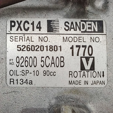 Компрессор климатической установки 926005CA0B NISSAN