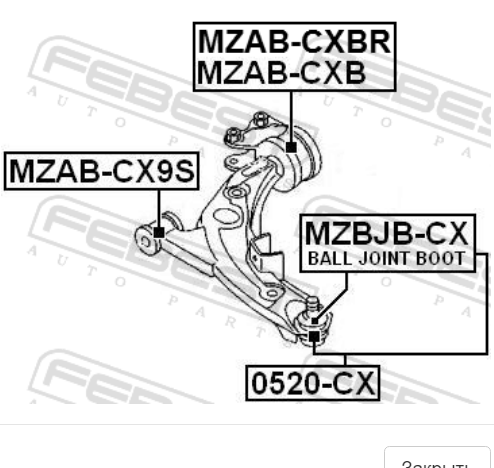 MZABCX9S Сайлентблок переднего нижнего рычага купить Павлоград