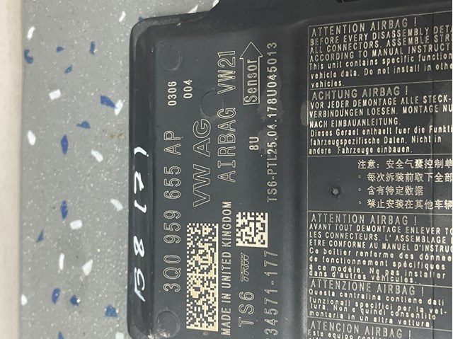 3Q0959655AP Модуль-процессор управления подушкой безопасности (ЭБУ AIRBAG) купить Запорожье