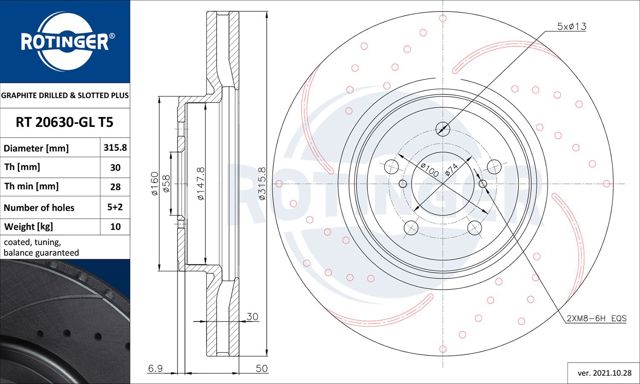 ROTINGER RT20630GLT5 Диск тормозной передний в наличии Черновцы