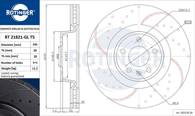 ROTINGER RT21821GLT5 Передние тормозные диски в наличии Ужгород