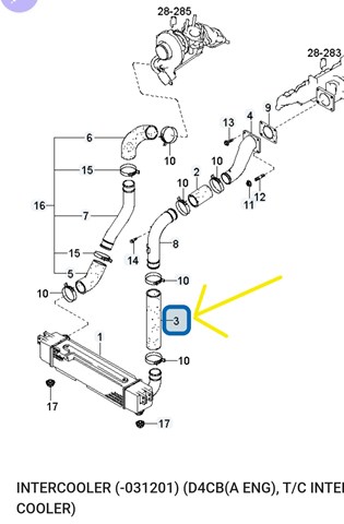Шланг/патрубок интеркуллера 281644A102 HYUNDAI