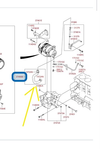 Шланг (патрубок) вакуумного насоса 3749027010 HYUNDAI
