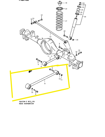 Продольный рычаг задней подвески, нижний 4620265D01 SUZUKI