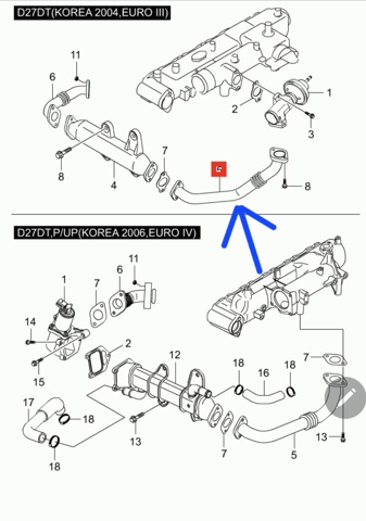 Патрубок системы рециркуляции ОГ 6651400761 SSANG YONG