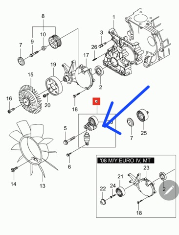 Натяжитель приводного ремня 6652000070 SSANG YONG