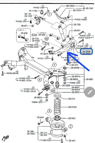 Рычаг/тяга задней подвески продольный нижний, правый GJ6A28200J MAZDA