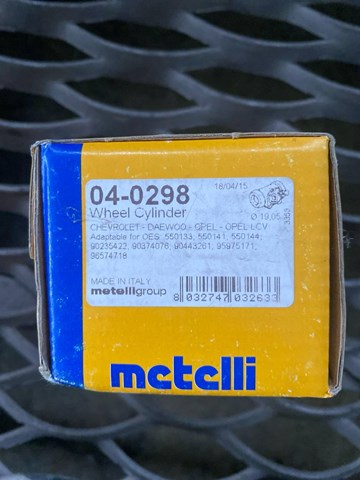 METELLI 040298 Цилиндр тормозной колесный рабочий задний в наличии Одесса
