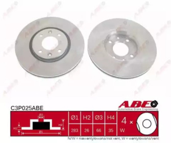 ABE C3P025ABE Передние тормозные диски в наличии Ужгород