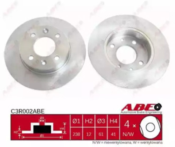 Тормоз дисковый передний C3R002ABE ABE