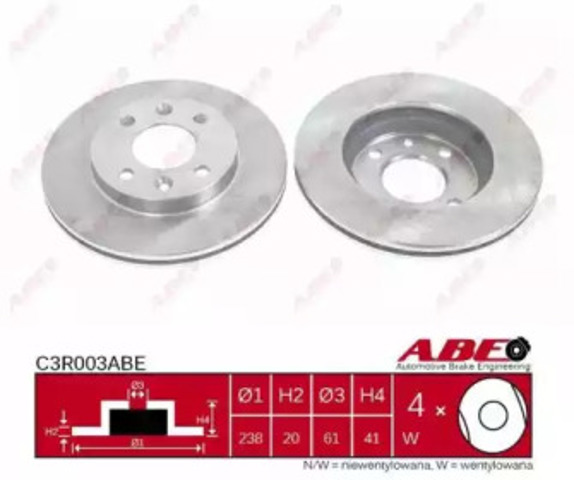 Диск тормозной передний C3R003ABE ABE