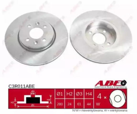 Диск тормозной передний C3R011ABE ABE