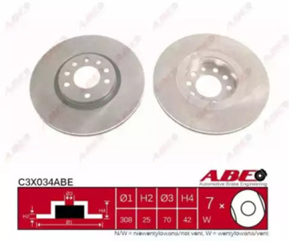 Тормоз дисковый передний C3X034ABE ABE