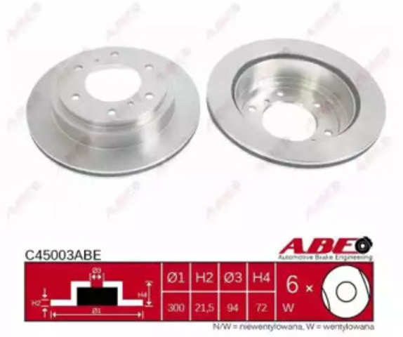 C45003ABE ABE Диск тормозной задний купить в Чернигов