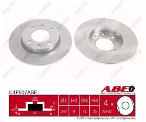 Диск тормозной задний C4P007ABE ABE