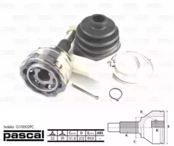 PASCAL G10002PC ШРУС наружный передний в наличии Кривой Рог