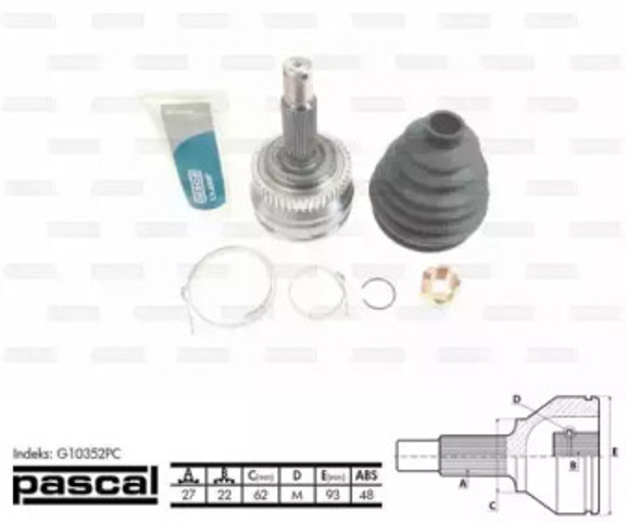 G10352PC PASCAL ШРУС наружный передний купить в Сумы