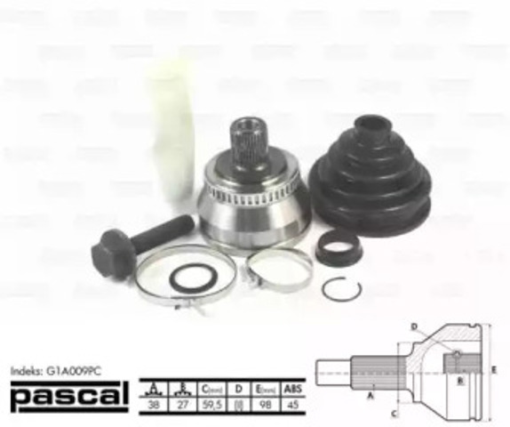 G1A009PC PASCAL ШРУС наружный передний купить в Черновцы