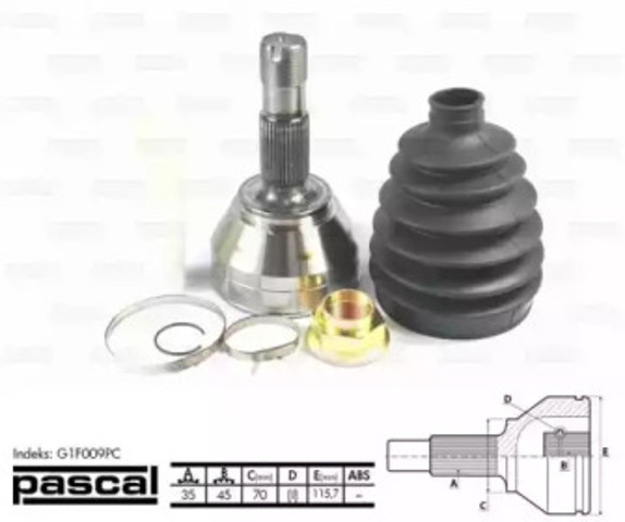 G1F009PC PASCAL ШРУС наружный передний купить в Кривой Рог