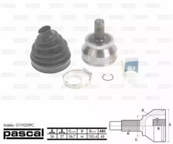 G1V020PC PASCAL ШРУС наружный передний купить в Черкассы